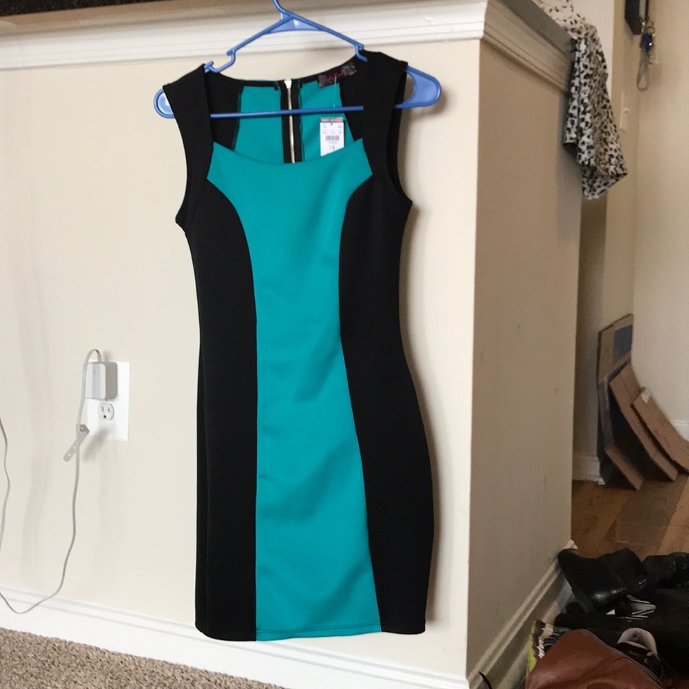 Teal and Black Dress